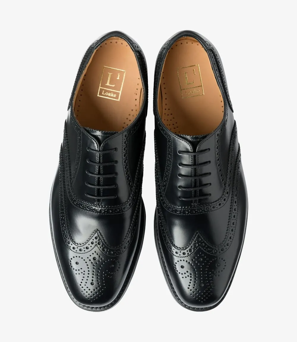 LOAKE 302 Classic Brogue Oxford Shoe - Black