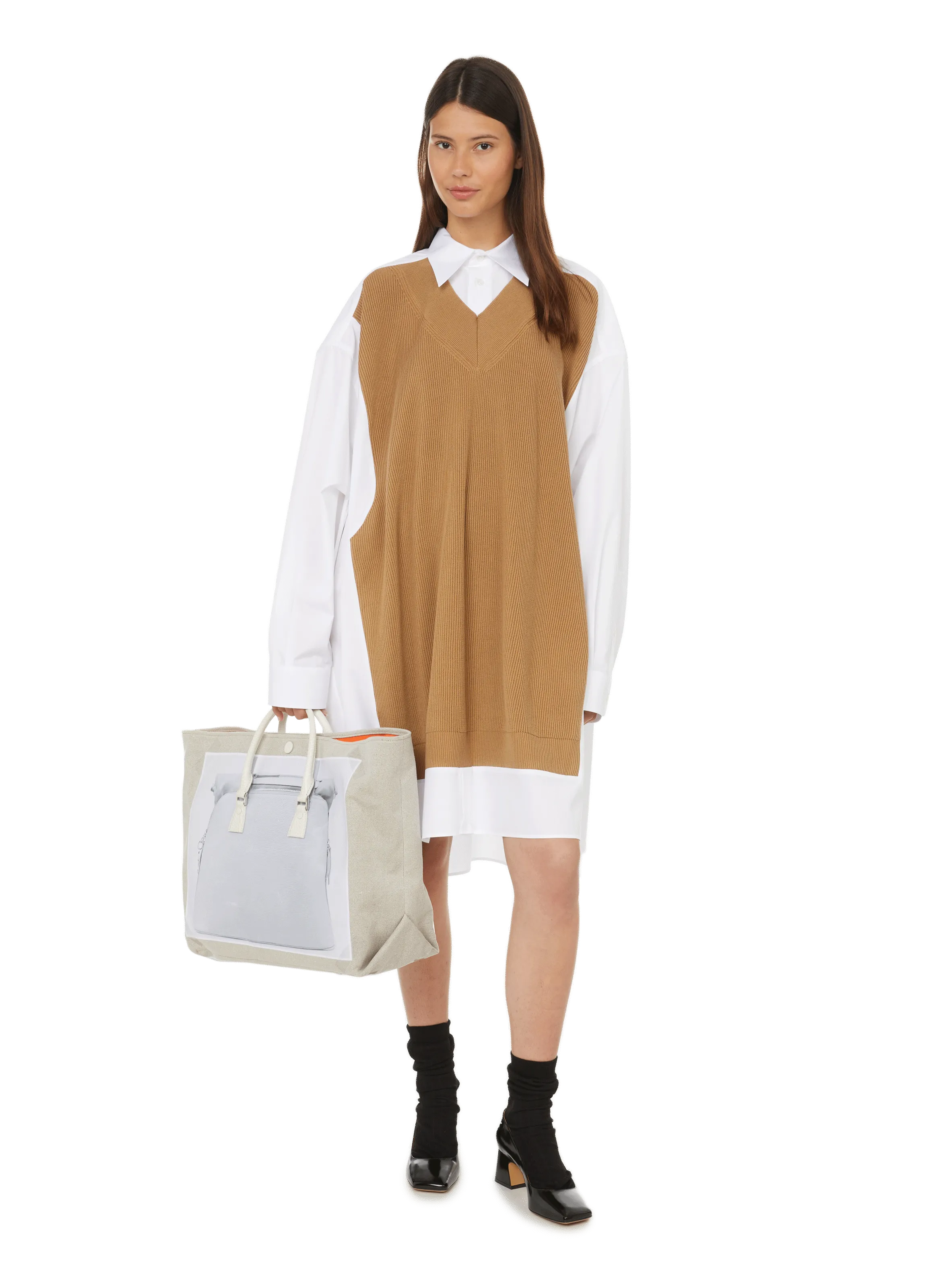 Maison margiela  Bi-material shirt dress - Multicolour