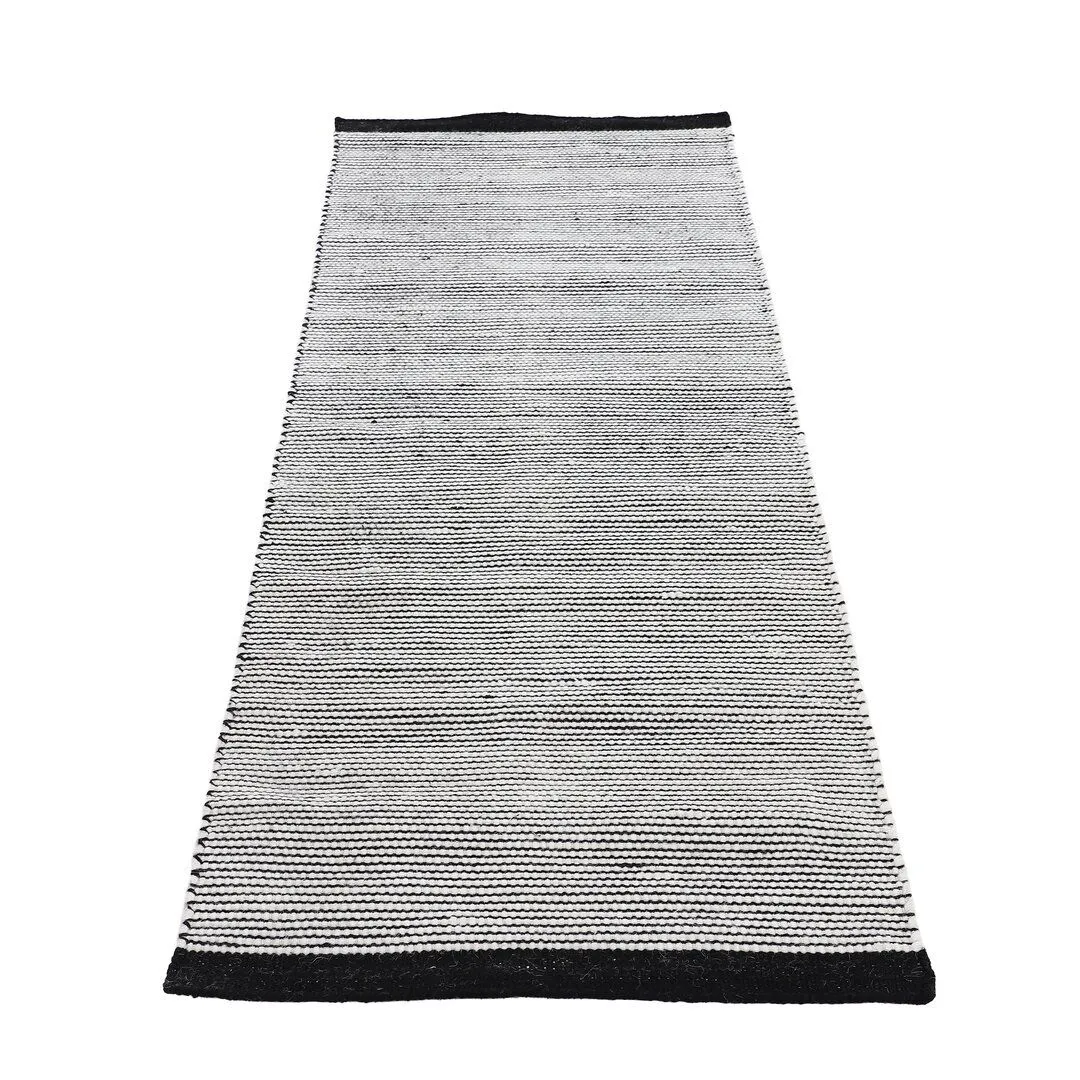 Mona Handwoven Wool and Cotton White/Black Rug