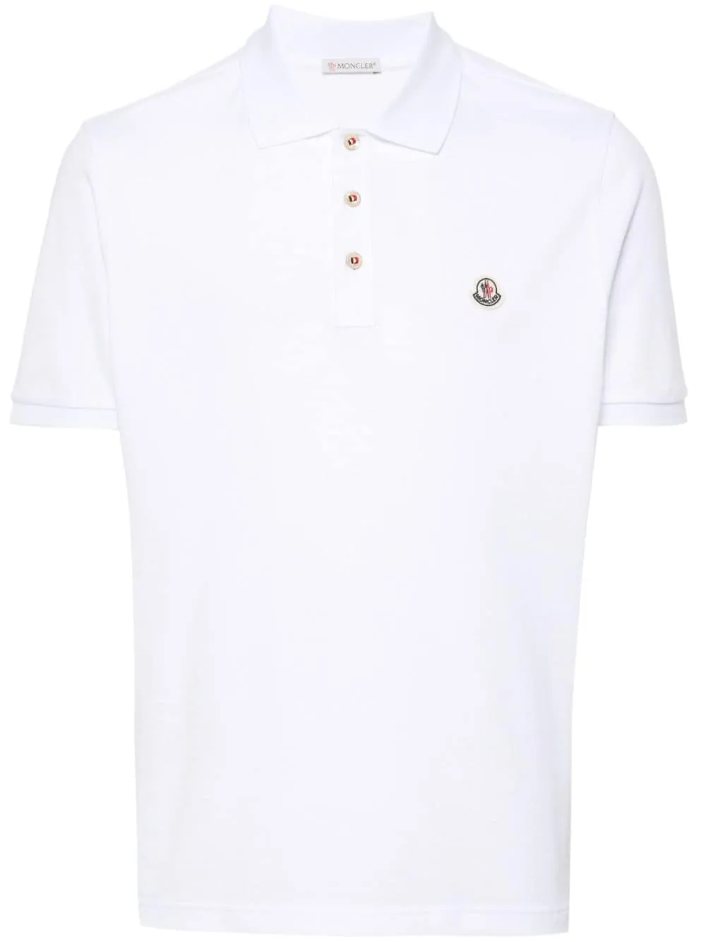 Moncler - Polo white à empiècement à logo