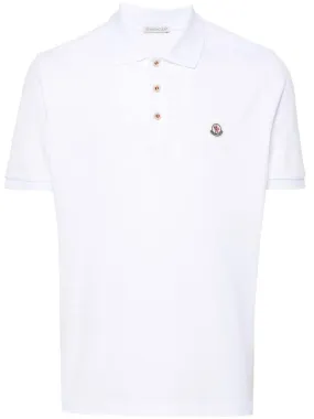 Moncler - Polo white à empiècement à logo