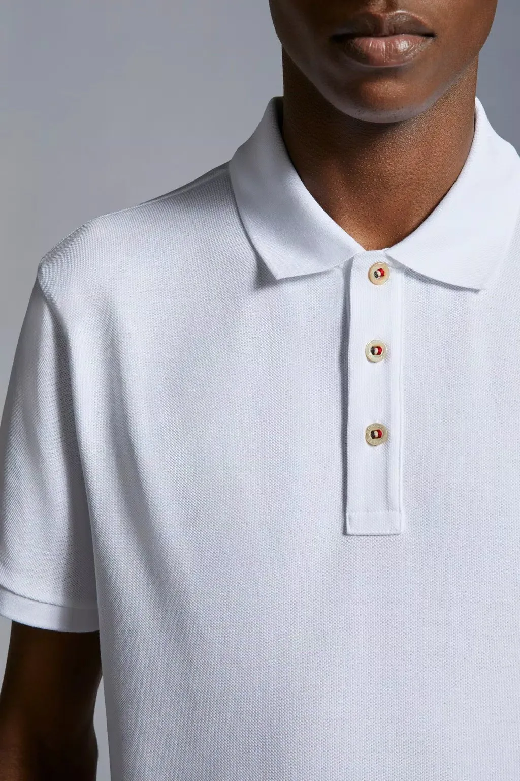 Moncler - Polo white à empiècement à logo