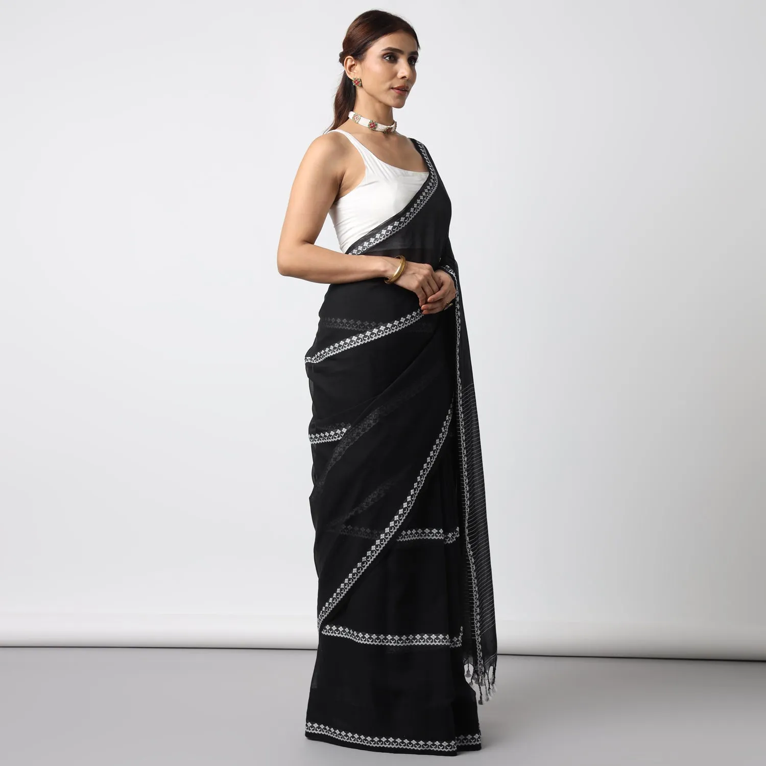 Moonlight Handwoven Mulmul Cotton Saree