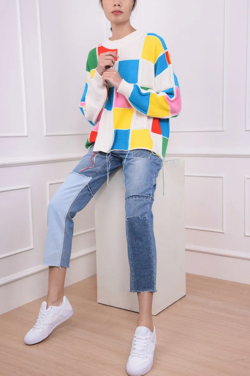 Multicolor Patchwork Sweater