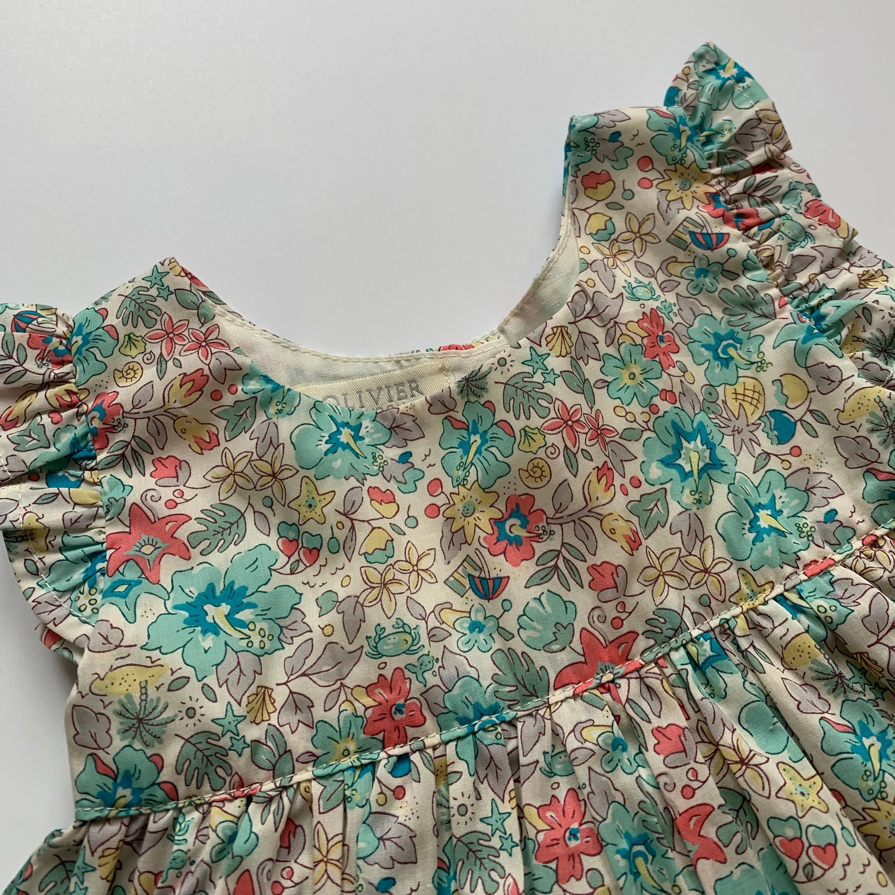 Olivier Baby Turquoise Liberty Print Blouse: 3-6 Months