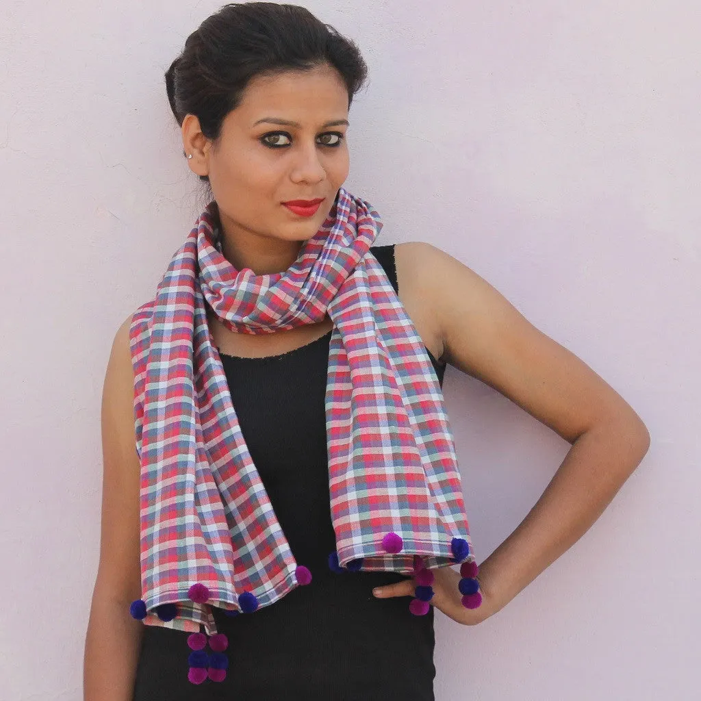 Pink checks handwoven cotton gamchha stole