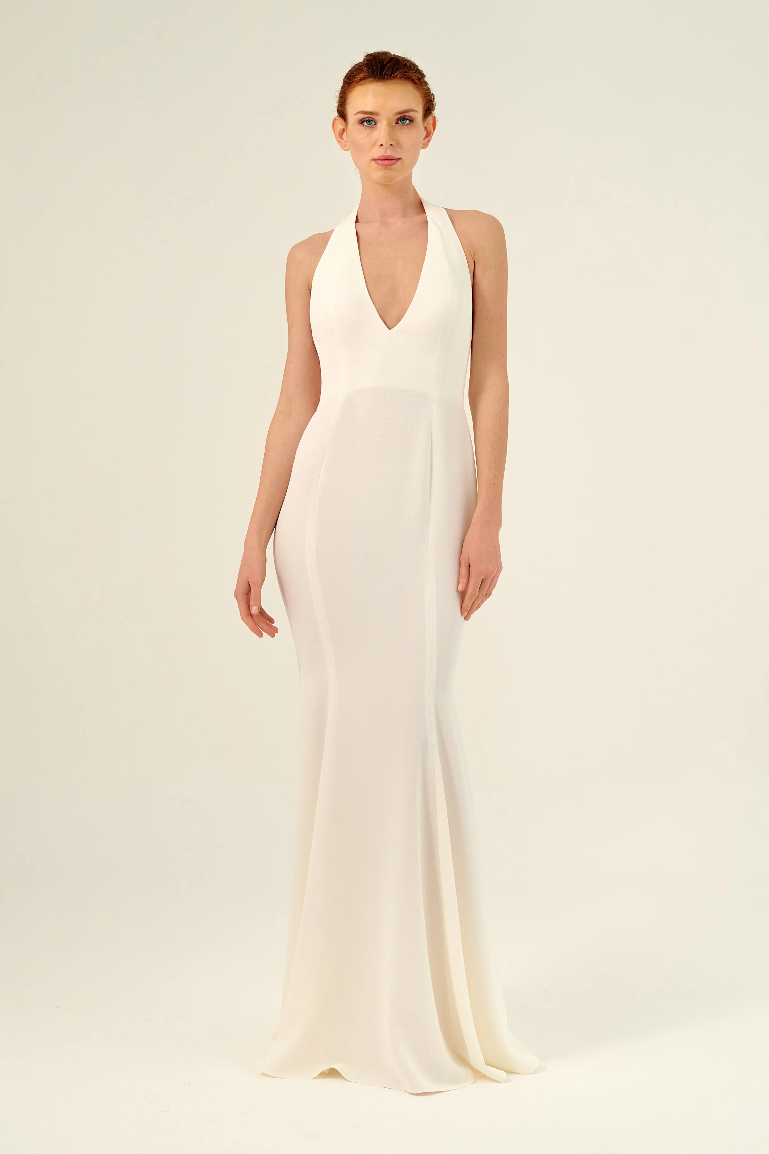 Plunging Neckline Floor-Length Fitted Dress