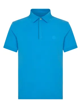 Polo in Eco Cotton Piquet Stretch - Azure Blue