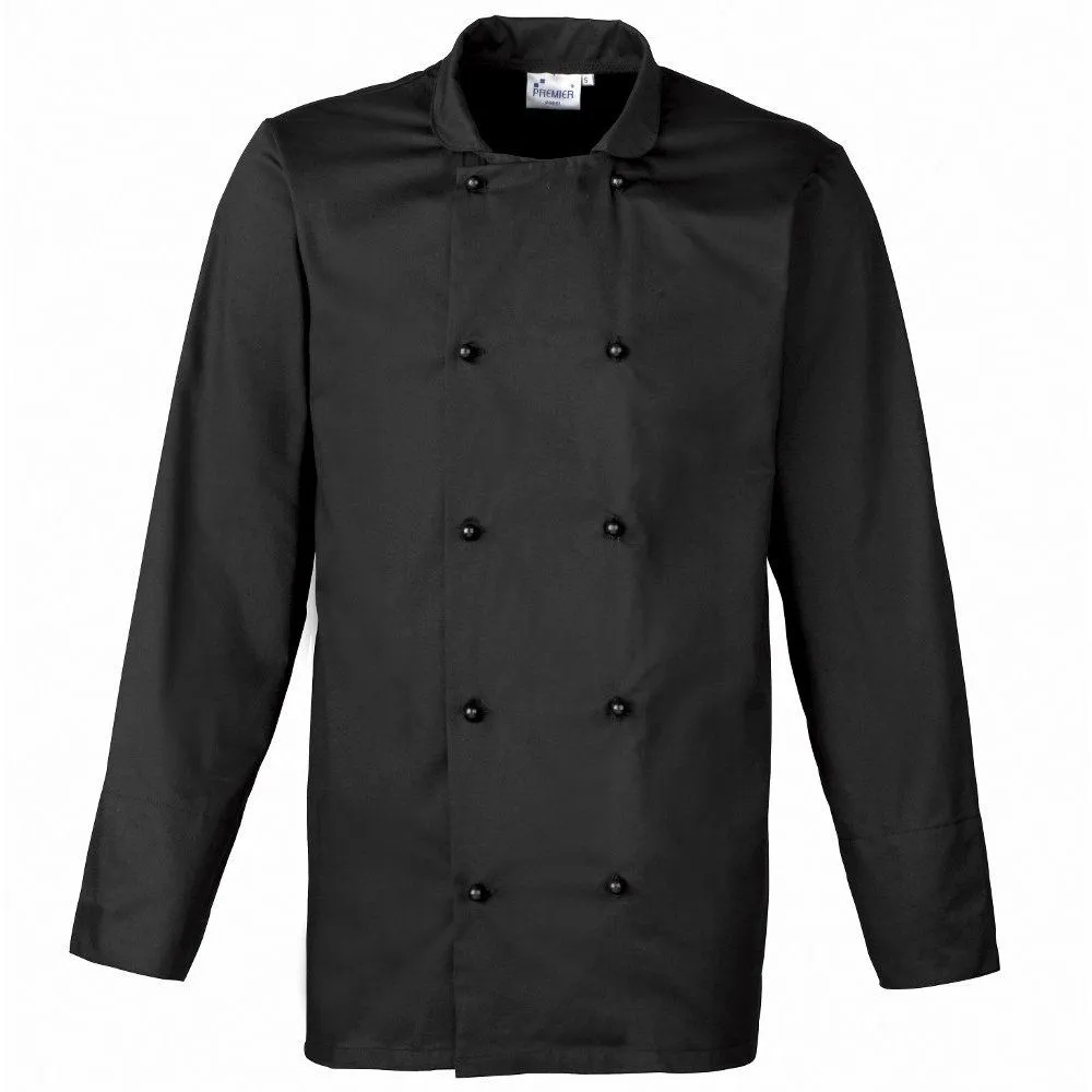 Premier Mens Cuisine Long Sleeve Polycotton Workwear Chef Jacket