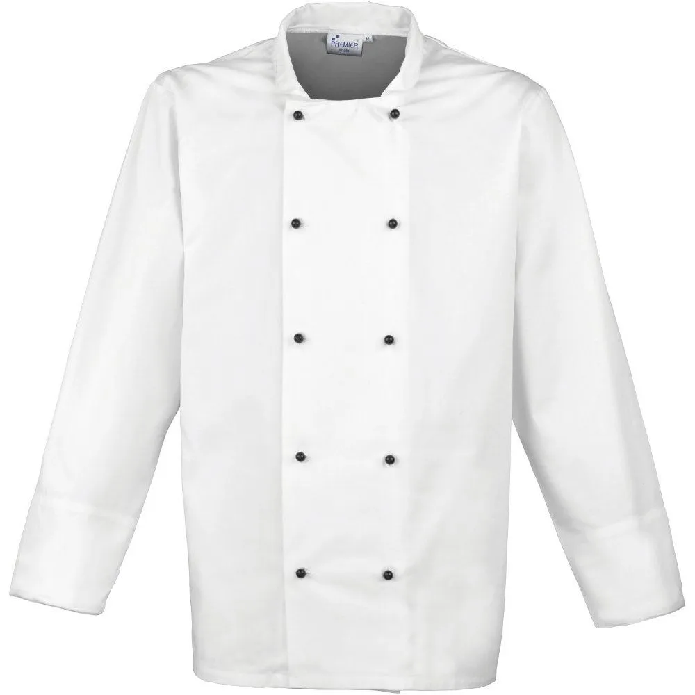 Premier Mens Cuisine Long Sleeve Polycotton Workwear Chef Jacket