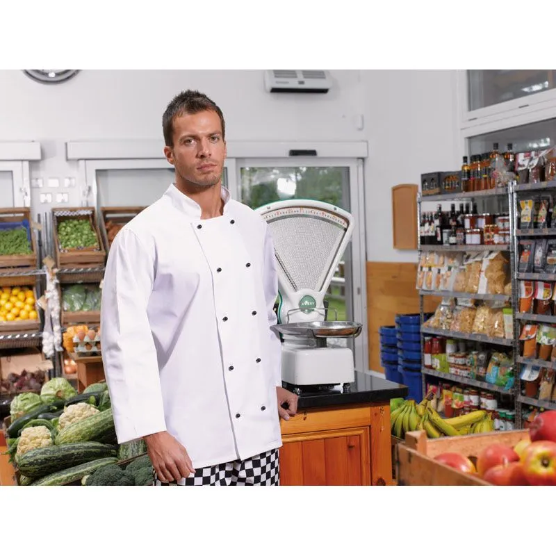 Premier Mens Cuisine Long Sleeve Polycotton Workwear Chef Jacket