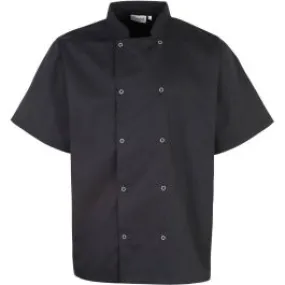 Premier Mens Studded Front Short Sleeve Polycotton Chef Jacket