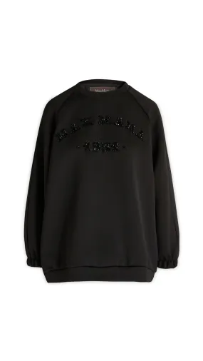 Puffy Sweatshirt with Beading - Black