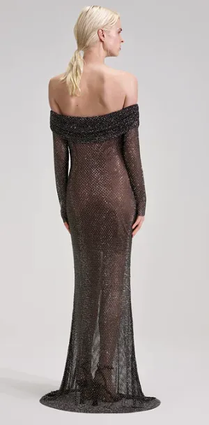 Rhinestone Fishnet Maxi Dress