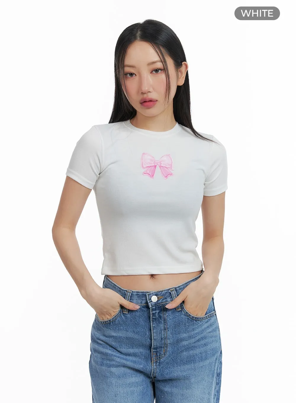 Ribbon Graphic Crop Tee CM420