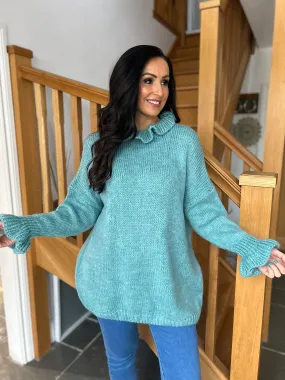 Sage Flute Neck Jumper Fiona