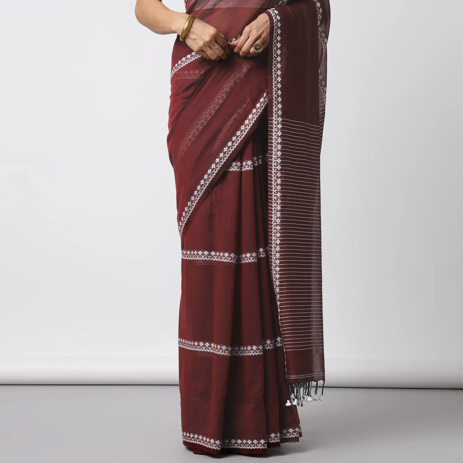 Sangria Handwoven Mulmul Cotton Saree