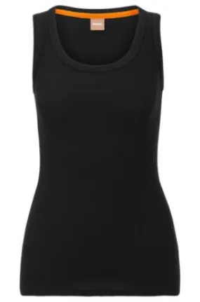 Scoop-neck top with logo embroidery 