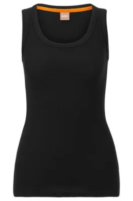 Scoop-neck top with logo embroidery 