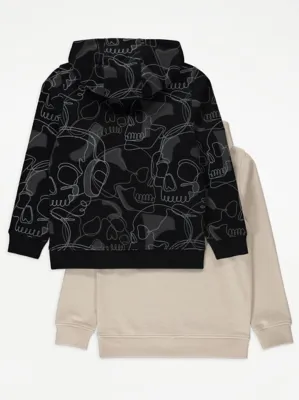 Sketch Skull Print Hoodies 2 Pack | Kids | George at ASDA