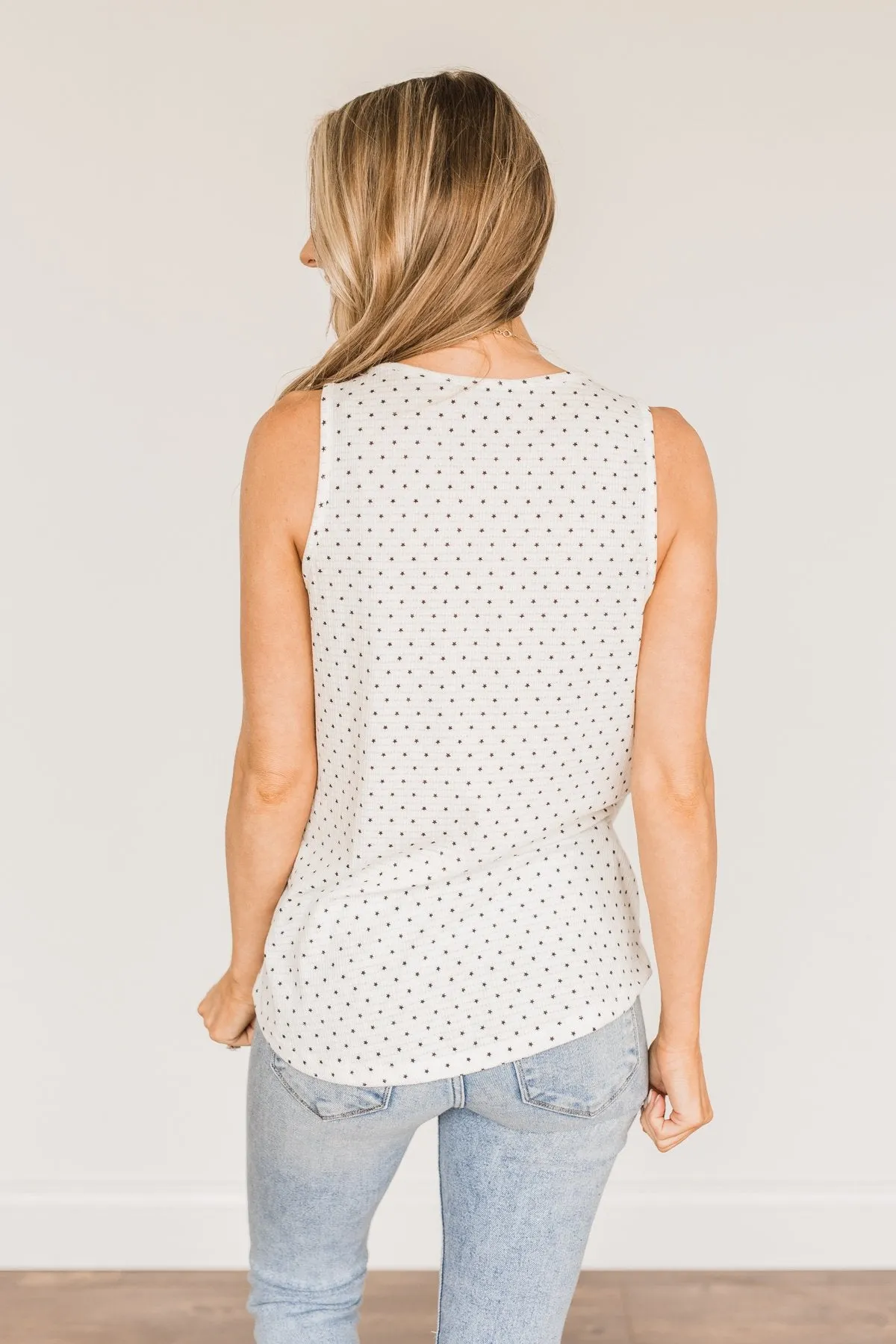 Sparking Stars Knit Tank Top- Ivory