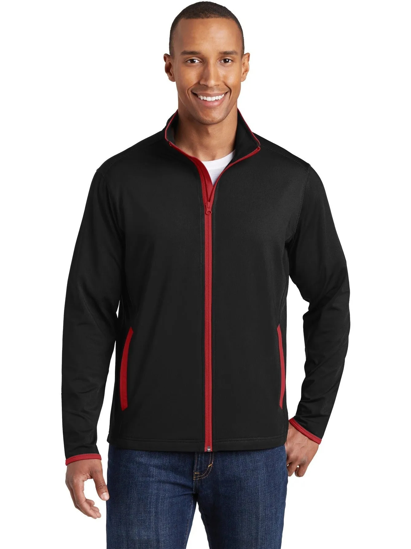 Sport-TekSport-WickStretch Contrast Full-Zip Jacket