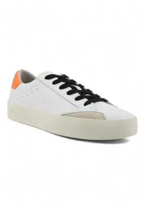 SUN68 Street Leather Sneaker Uomo Bianco Arancio Fluo Z34140