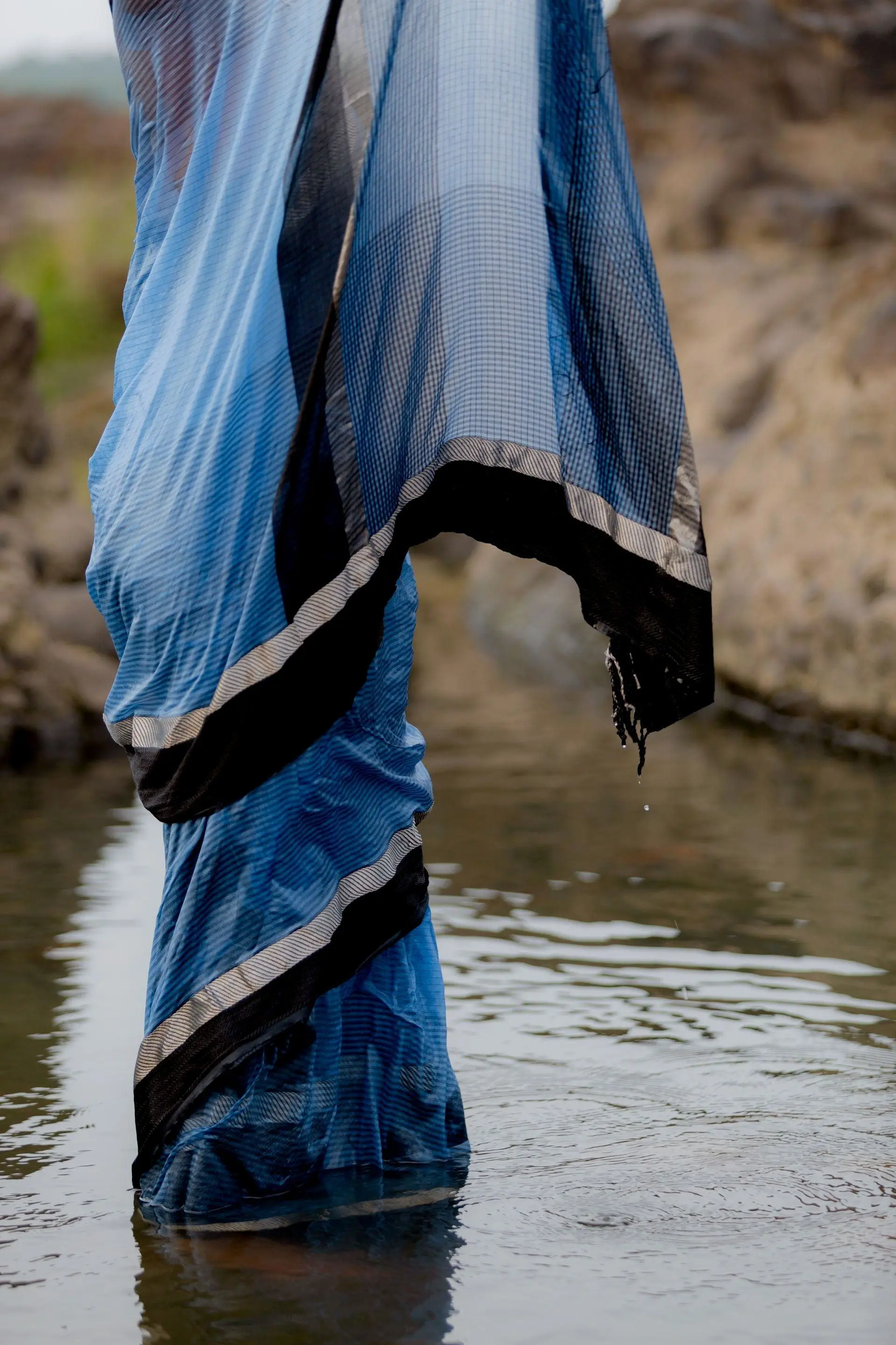 Tattvam  - Light Blue Silk Cotton Maheswari saree