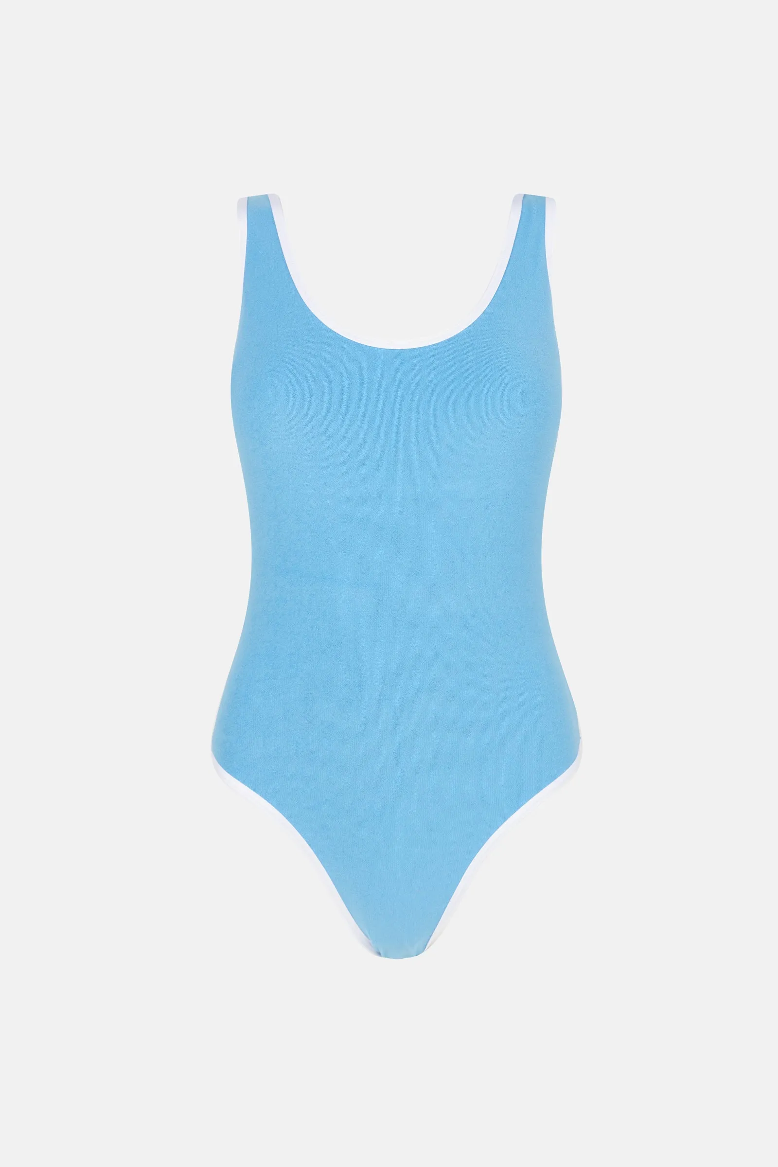 Terry Contrast Band Scoop Neck One Piece Blue