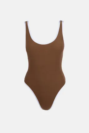 Terry Scoop Neck One Piece Chocolate