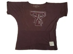 Texas A&M Aggies Retro Brand Maroon WOMENS Loose SS Scoop Neck T-Shirt (M)