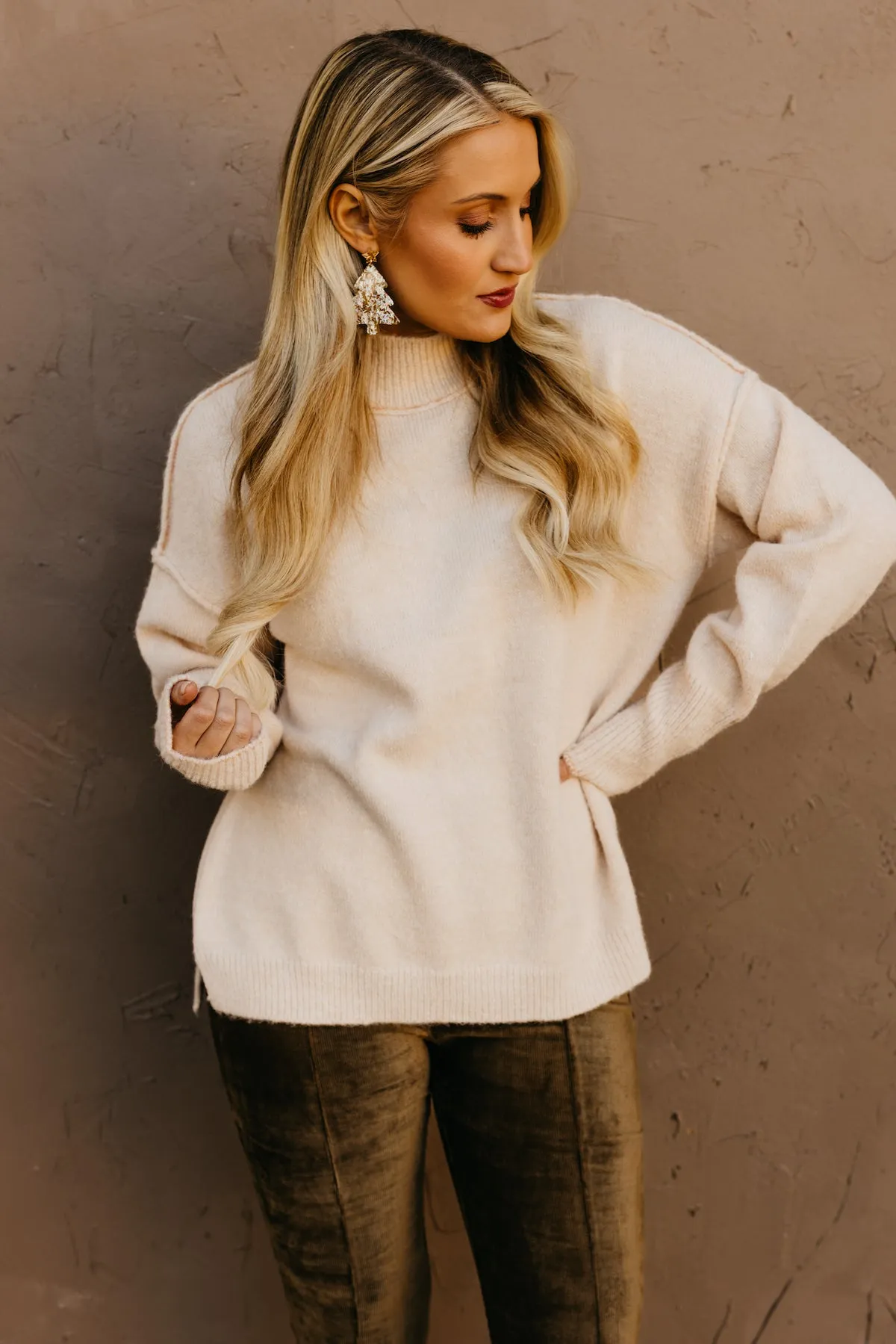 The Ayden Mock Neck Reverse Seam Sweater  - FINAL SALE