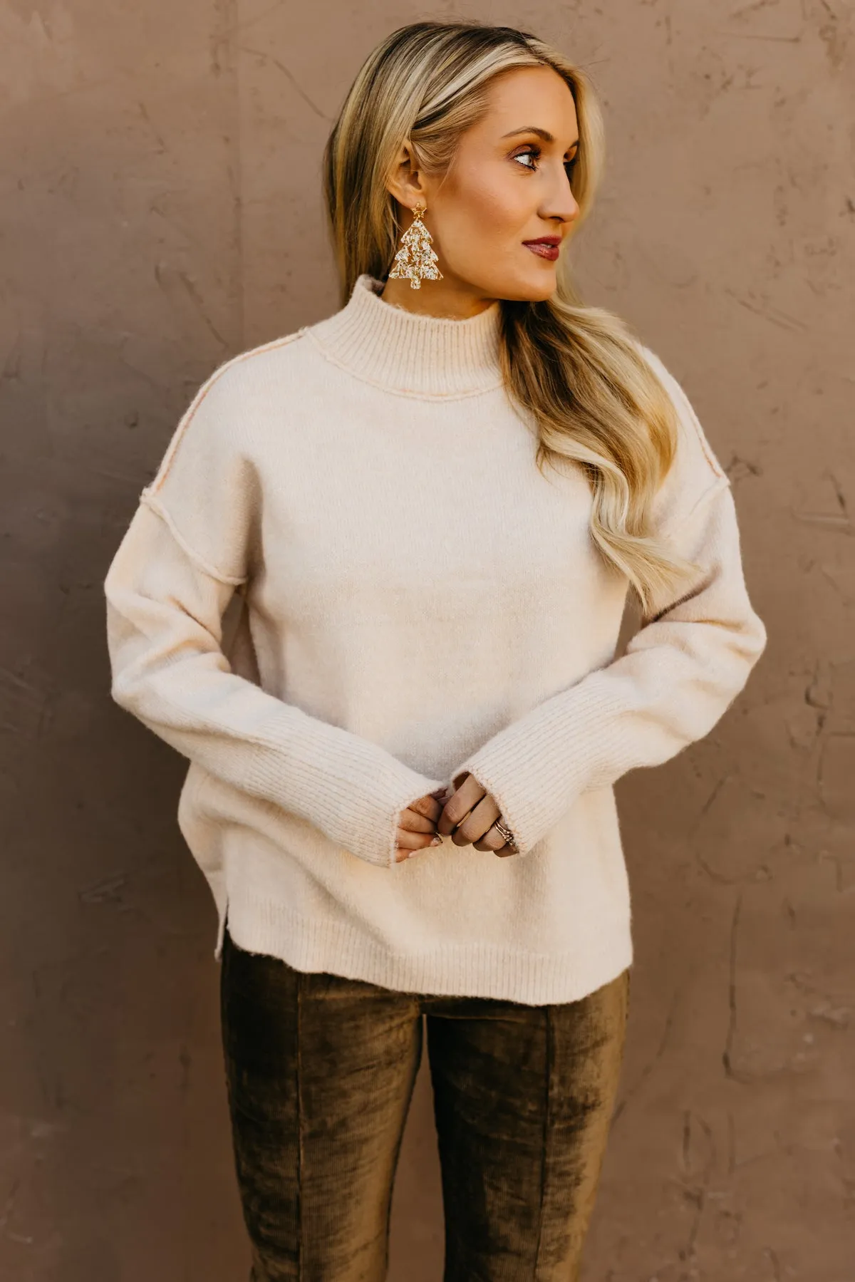 The Ayden Mock Neck Reverse Seam Sweater  - FINAL SALE