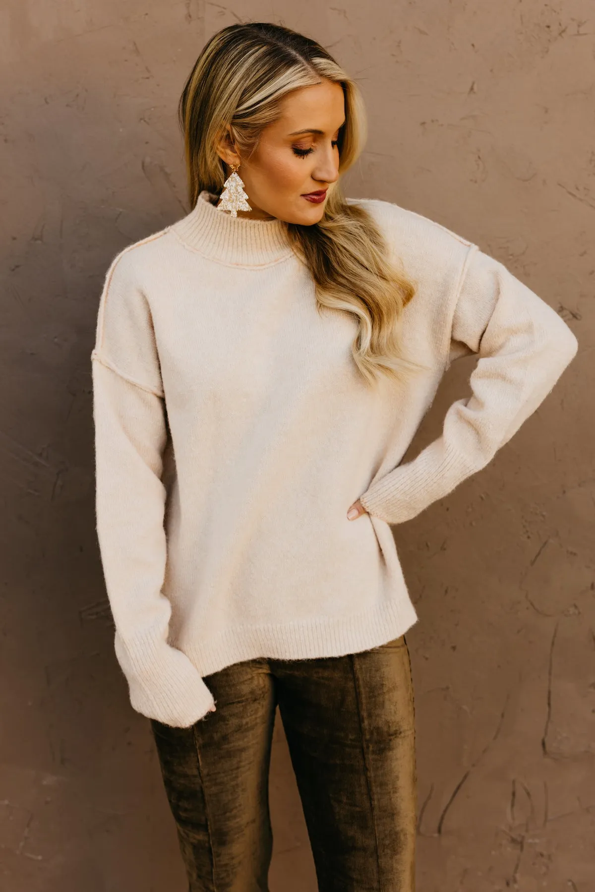 The Ayden Mock Neck Reverse Seam Sweater  - FINAL SALE