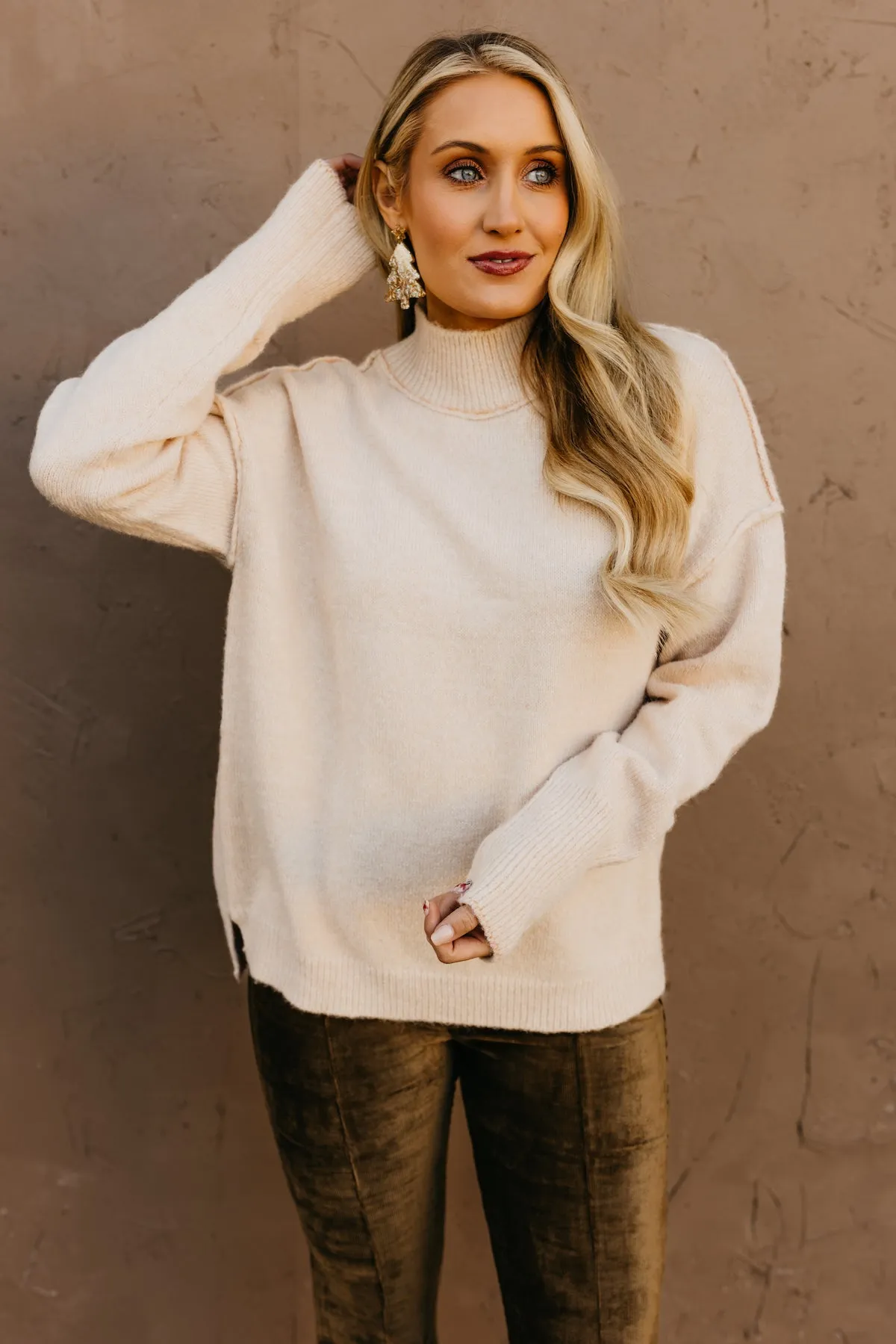 The Ayden Mock Neck Reverse Seam Sweater  - FINAL SALE