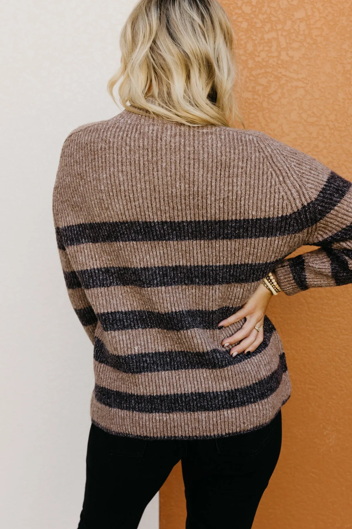 The Myah Stripe Mock Neck Sweater  - FINAL SALE