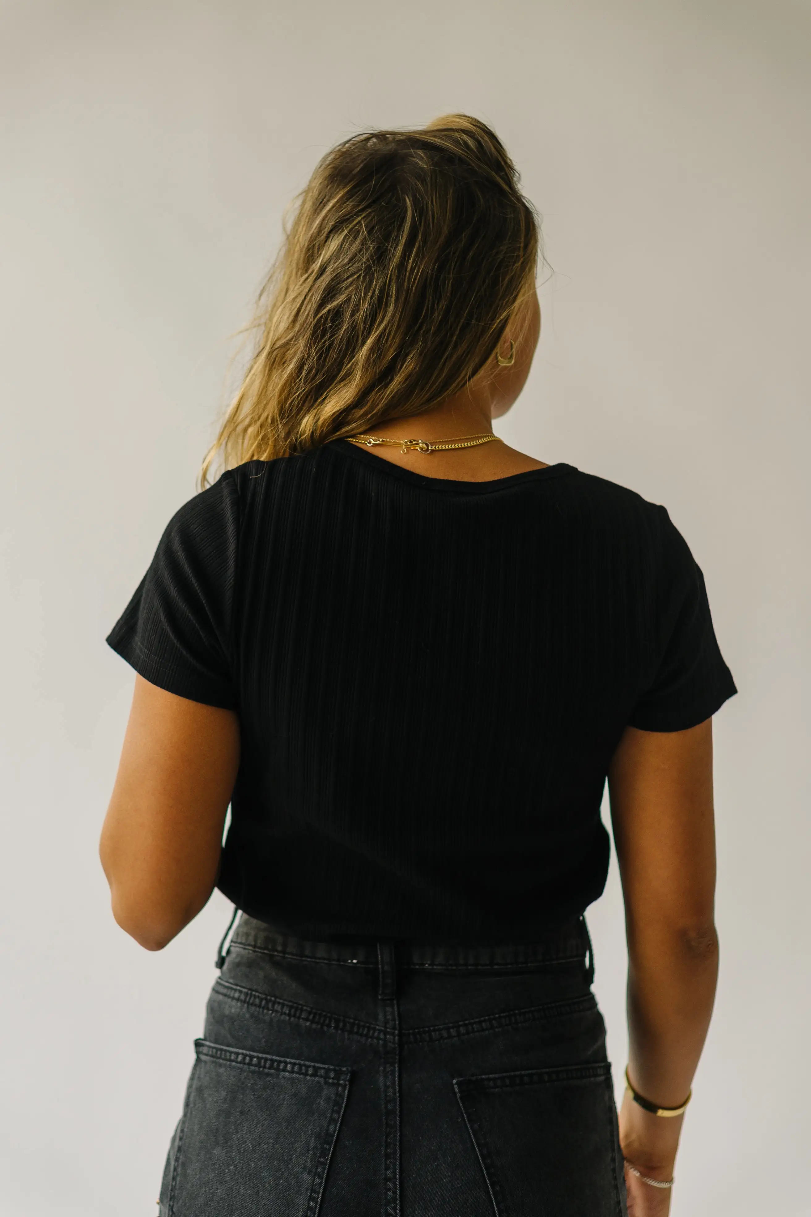 The Parsons Scoop Neck Tee in Black