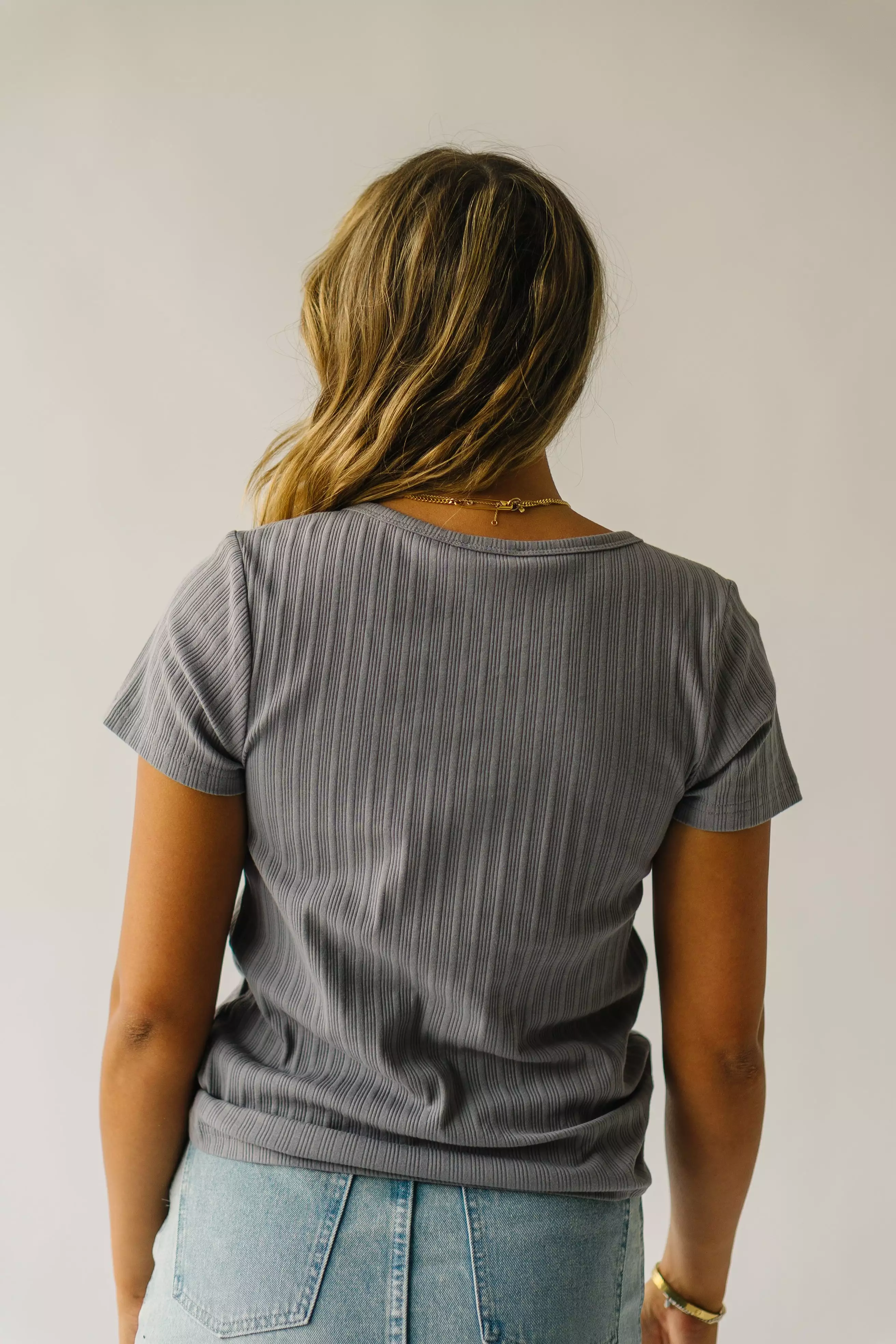 The Parsons Scoop Neck Tee in Light Grey