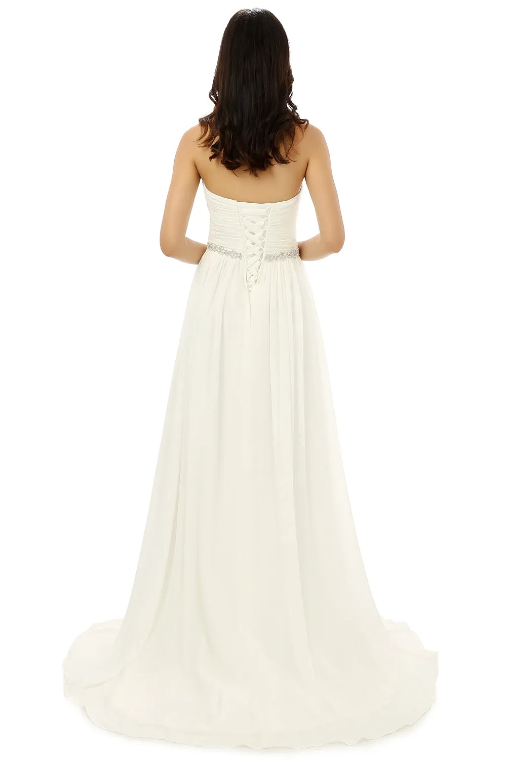 White Chiffon Sweetheart With Beading Pleats Bridesmaid Dresses