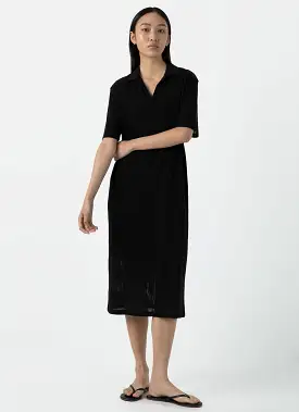 Women's Lace Mesh Polo Dress in Black