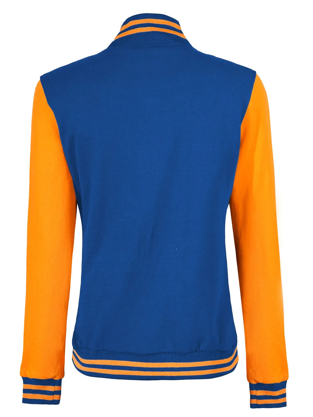 Womens Yellow & Royal Blue Plain Varsity Jacket