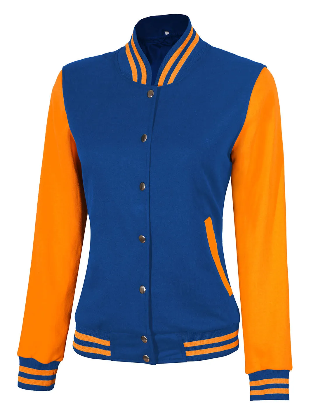 Womens Yellow & Royal Blue Plain Varsity Jacket